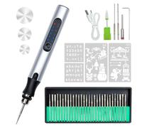 Electric Engraving Pen with 36 Bits - Adjustable up to 18,000 rpm | Rechargeable USB Battery Engraving Machine for Jewellery, Wood, Glass, Metal & Ceramic | Portable DIY Rotary Engraver (Silver)