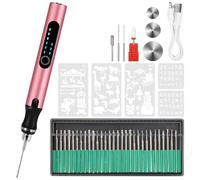 Electric Engraving Pen with 37 Bits, USB Rechargeable Cordless Engraving Machine, Portable DIY Rotary Engraver for Jewelry Wood Glass Stone Carving (Rose)