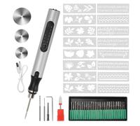 Electric Engraving Pen with 37 Bits, USB Rechargeable Cordless Etching Engraving Tool, Portable DIY Rotary Engraver for Jewelry Wood Glass Stone Carving (Silver)