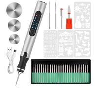 Electric Engraving Pen with 37 Bits USB Rechargeable Wireless Etching Engraving Tool Portable DIY Rotary Engraver for Jewelry Wood Glass Stone Carving (Silver)
