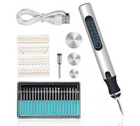 Electric Engraving Tool Kit USB Rechargeable Mini DIY Micro Engraver Etching Pen Cordless Rotary Tool for Carving Glass Wood Metal Stone Plastic Jewelry (Silver)