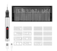 Electric Engraving Tool Kit with 30 Grinding Head Charging Cable, 8 Intelligent Protection Systems USB Cordless Rechargeable Engraving Pen 3 Speed Mini Engraver Pen for Jewelry Wood Metal Glass Stone