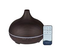 Electric Essential Oil Aroma Diffuser with 7 Selectable LED Colour Options | Dark Wood Effect | 500ml Capacity & 1H/3H/6H Timer | Remote Control Included