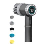 Electric Extruder: 5 Interchangeable Heads, Compact Design, Multiple Spins Scrubber, Portable Rechargeable Cleaning Brush | Household Tool for Tile C