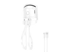 Electric Eyelash Curler, Heated Eyelash Curler with Smart Silicone Heat Pads, Eyelash Curler with Comb USB Rechargeable Eyelash Curver, Beauty Makeup - White
