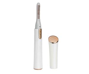 Electric Eyelash Curler Portable White Abs Metal for Women | Quick Heat, Comfortable Grip, Aaa Battery Included, Home Use, Stylish Female Grooming Tool