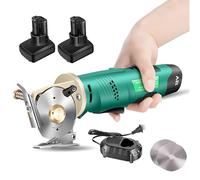 Electric Fabric Scissors, Cordless Rotary Cutter with 2 Spare Cutting Heads, Rechargeable Handheld Round Knife Cutting Machine, Built in Sharpening Function, for Crafts, Cardboard, Leather(70mm)