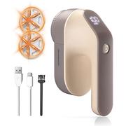 Electric Fabric Shaver, Homeleader Rechargeable Lint Remover, Led Digital Display Sweater Shaver with 3-Speeds and 6-Leaf Blades, Fabric Pill Remover for Clothes, Couch and Furniture, Champagne.