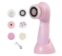 Electric Face Scrubber, Exfoliator Cleansing Tool, Rechargeable Brush System, 2.36x2.36x6.54 Inches, Includes 6 Attachments, Gentle Deep Cleaning, for Nose, Chin, Cheeks, Forehead, Body