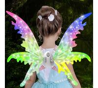 Electric Fairy Wings for Girls, Light Up Moving Butterfly Wings with LED Lights and Music, Toy for Kids as Halloween Birthday Christmas Party Costume Princess Cosplay Dress Up Gift