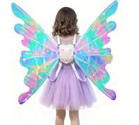 Electric Fairy Wings for Girls, Light Up Moving Butterfly Wings with LED Lights and Music, Toy for Kids as Halloween Valentine Birthday Christmas Party Costume Princess Cosplay Dress Up Gift