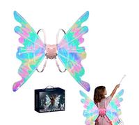 Electric Fairy Wings for Girls, Light Up Moving Butterfly Wings with LED Lights & Music, Music-Playing Butterfly Wings, Costume Princess Fancy Cosplay Dress Up,for Children's Day,Halloween Christmas