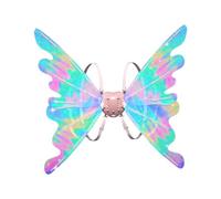 Electric Fairy Wings for Girls, Moving Butterfly Wings Fairy for Kids Fairy Costume for Christmas, Light Up Flapping Butterfly Wings with LED Lights & Music