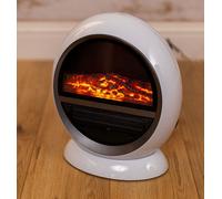 Marco Paul 1500W White Free Standing Electric Fireplace Heater with Realistic LED Flame and Log Effect Energy Efficient Low Energy Silent Mains Powered Fan Space Heater for Home