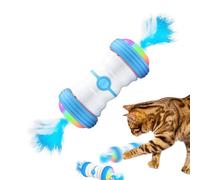 Electric Feather Cat Toy, Cat Feather Toy Automatic with 4 Feathers and Bells, Automatic Cat Teaser Toys USB Charging, 2 Speed Modes Led Lights Motorized Cat Toy With Feather For Indoor Cats