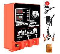 Electric Fence Energiser,30KM 8 Joules,Input 12V Output 12KV, Electric Fence Charger High Voltage Pulse Controller for Livestock Cattle Cow,Deter Predators (30KM with Alarm)