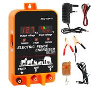Electric Fence Energiser, 6.2 Miles High Voltage Pulse Controller with Remote Control, Input 12V Output 8KV/12KV, Easy Installation for Livestock, Horse, Cattle Sheep Large Animals, Keep Out Predators