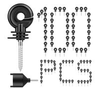 Electric Fence Insulators 100Pcs, Self-Tapping Screw-in Ring Insulators for Wood Posts, PP+PE Composite Material Fits 8-30 Gauge Wire/Tape/Rope, Heavy Duty Ranch Fencing Kit with Blister Storage Box