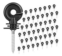 Electric Fence Insulators 50Pcs, Self-Tapping Screw-in Ring Insulators for Wood Posts, PP+PE Composite Material Fits 8-30 Gauge Wire/Tape/Rope, Heavy Duty Ranch Fencing Kit with Blister Storage Box