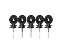 Electric Fence Ring Insulators Black Electric Fence Insulator Ring Post Self Tapping Tip Screw Ranch Farming Nail Fix The Wire Tools(5PCS)