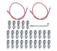 Electric Fence Rope Connectors Kit 25pcs with Copper Wire & Tool - Galvanized Steel Joiners for Polywire Horse Cattle Sheep Pet Fencing Repairs