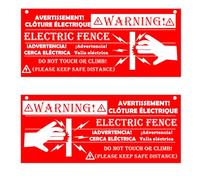 Electric Fence Warning Signs 10 x 4 Inch Plastic Danger Electric Fence Safe Caution Warning Sign Electric Safety Sign for Farm Home (Red)