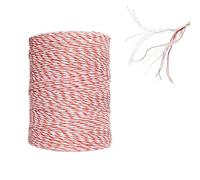 Electric Fence Wire Polywire 200m, 6 Strand Red & White High Visibility Rope, Stainless Steel & Nylon Conductor for Livestock Cattle Horse Sheep, Weatherproof Farm Electric Fencing Line (A)