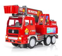 Electric Fire Engine Truck Toys for 2 3 4 5 6 Year Old Boys Girls Kids Birthday Gifts, Toddlers Boys Toys| Bump Go Firetrucks with Stunning 4D Lights & Sounds & Extending Ladder