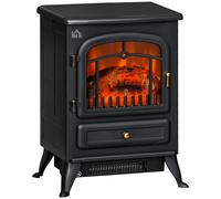 Electric Fire Place 1850W Heater Wood Burning Effect Flame Portable Black