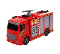 Electric Fire Truck Toy with LED Lights Music Water Spraying Function Friction Powered Simulation Firetruck Vehicle for Kids Playtime Role Play Plastic 27cm
