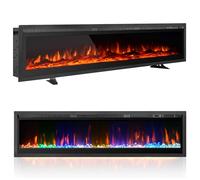 Electric Fireplace 152cm Freestanding, Wall Mounted, Built in, 9 Colour Flame Effect, Remote Control, 900W-1800W，Electrical Heater with Crystal&Log Set