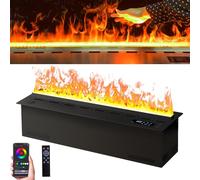 Electric Fireplace, 3D Water Vapor Fireplace with 64 Adjustable Flame Colors, Automatic Water Filling, Remote and Touch Control, Ultra-thin Panel