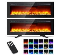 Electric Fireplace 50inch/127cm,Wall Mounted electric fire with Remote Control,12 Realistic 3D Flame Colors,2 Heat Settings 900/1800W,Adjustable Flame Brightness,with Touch Screen Control