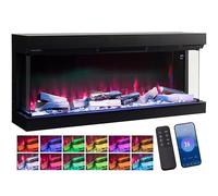 Electric Fireplace 60inch 3D Media Wall, Multi Flame Colors, Sound Effects, APP Control, 7-Day Programmable, Bottom and Top Lights