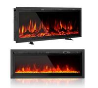Electric Fireplace 91cm Freestanding, Wall Mounted, Built in, 9 Colour Flame Effect, Remote Control, 900W-1800W，Electrical Heater with Crystal & Log Set