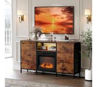 Electric Fireplace And Tv Stand With 6 Drawers For 55 Innch Tv With 3D Flame And Remote Control