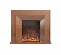 Electric Fireplace Electric Fireplace with Oak Mantel, Freestanding LED Realistic Flame Decorative Fireplace with Remote Control Atomization Fireplace(Bruin,M)