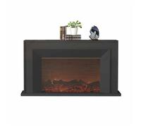 Electric Fireplace Electric Fireplace with Oak Mantel, Freestanding LED Realistic Flame Decorative Fireplace with Remote Control Atomization Fireplace(Black,L)