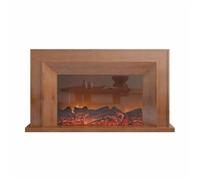 Electric Fireplace Electric Fireplace with Oak Mantel, Freestanding LED Realistic Flame Decorative Fireplace with Remote Control Atomization Fireplace(Bruin,L)