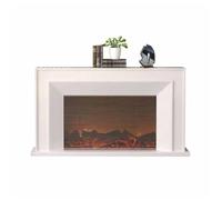 Electric Fireplace Electric Fireplace with Oak Mantel, Freestanding LED Realistic Flame Decorative Fireplace with Remote Control Atomization Fireplace(White,L)
