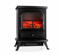Electric Fireplace Heater Modern Stove Flame Effect Cast Iron Look Antique 1800W
