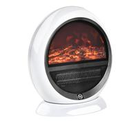 Electric Fireplace Heater White ABS 30.5x18x35cm Compact Rotatable Flame Effect