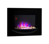 Electric Fireplace Space Indoor Heater Fan LED Flames Decor Stones 1800 W Black