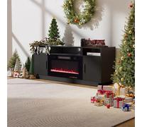 Electric Fireplace TV Stand with Multi-Colour Flames and Heating, Black