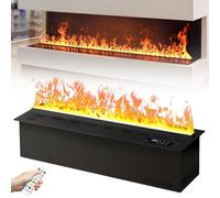 Electric Fireplace with 3D Water Vapor, Adjustable Flame Colors, Silent Humidifier, Remote/Touch Control, Ultra-thin Panel, Automatic Water Filling