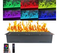 Electric Fireplace with 3D Water Vapor Flame, Adjustable Brightness and Humidifier Function, Ultra-thin Panel Design