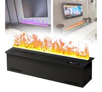 Electric Fireplace with 3D Water Vapour Humidifier, Remote Control & Timer, Recessed Design, Realistic Atomized Flame, 128 Colors, Ideal for Various Settings