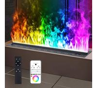 Electric Fireplace with Adjustable Flame Colors, Water Vapor Technology, Built-in Humidifier, Automatic Water Filling, Low Noise, Easy Installation