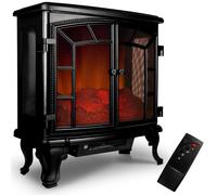 MONZANA® Electric Heater 2KW Freestanding Stove with LED Flame Effect, Portable Fan Heater for Home, Fireplace Style, 1000W/2000W Fire Place Remote Control, Efficient Heating Solution | Black 2 Door