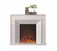 Electric Fireplace with Oak Mantel, Freestanding LED Realistic Flame Decorative with Remote Control Built in Fireplace(White,M)
